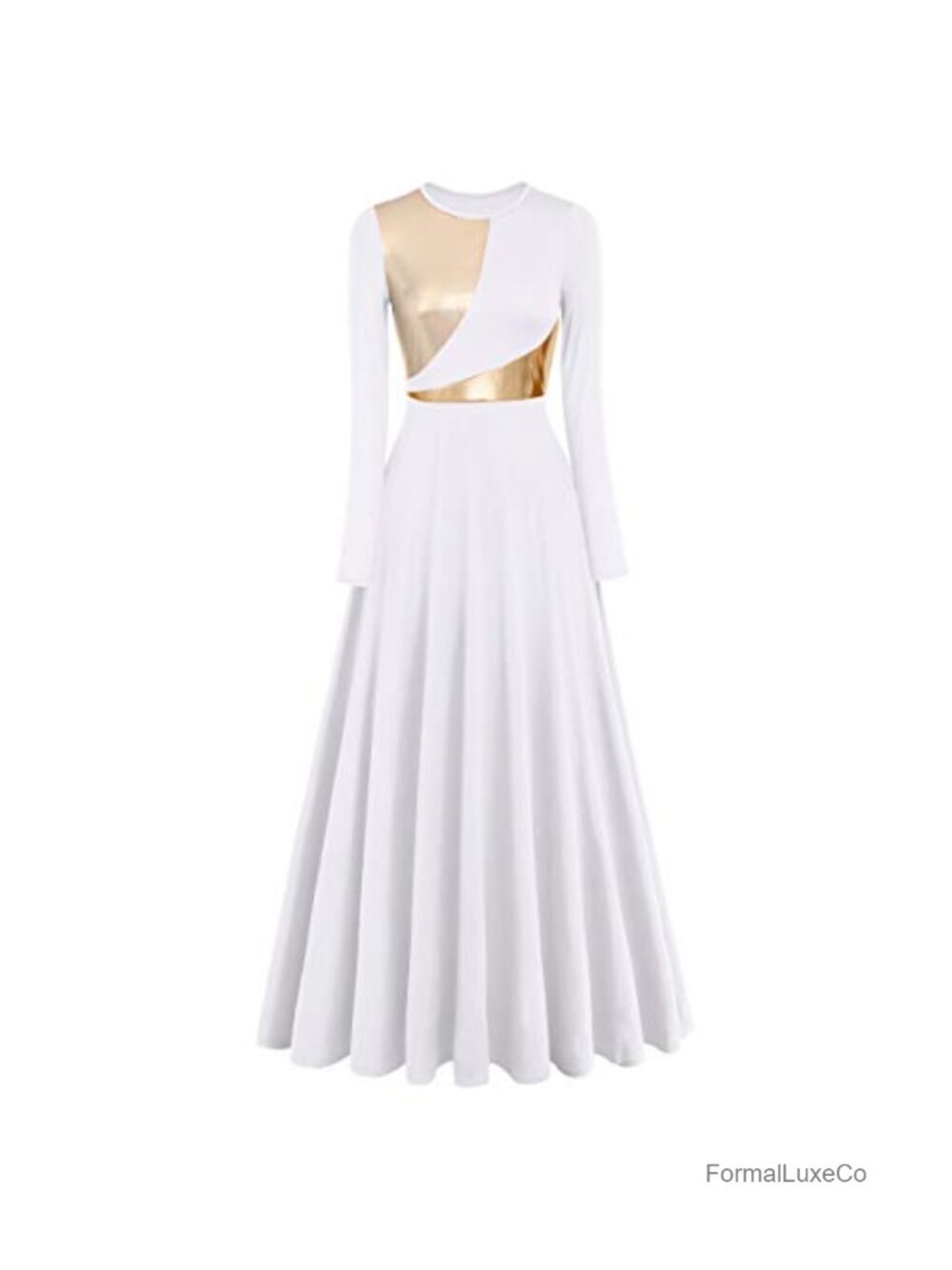 Praise Dance Dress Long Flowy Metallic Color Block Church Choir Maxi